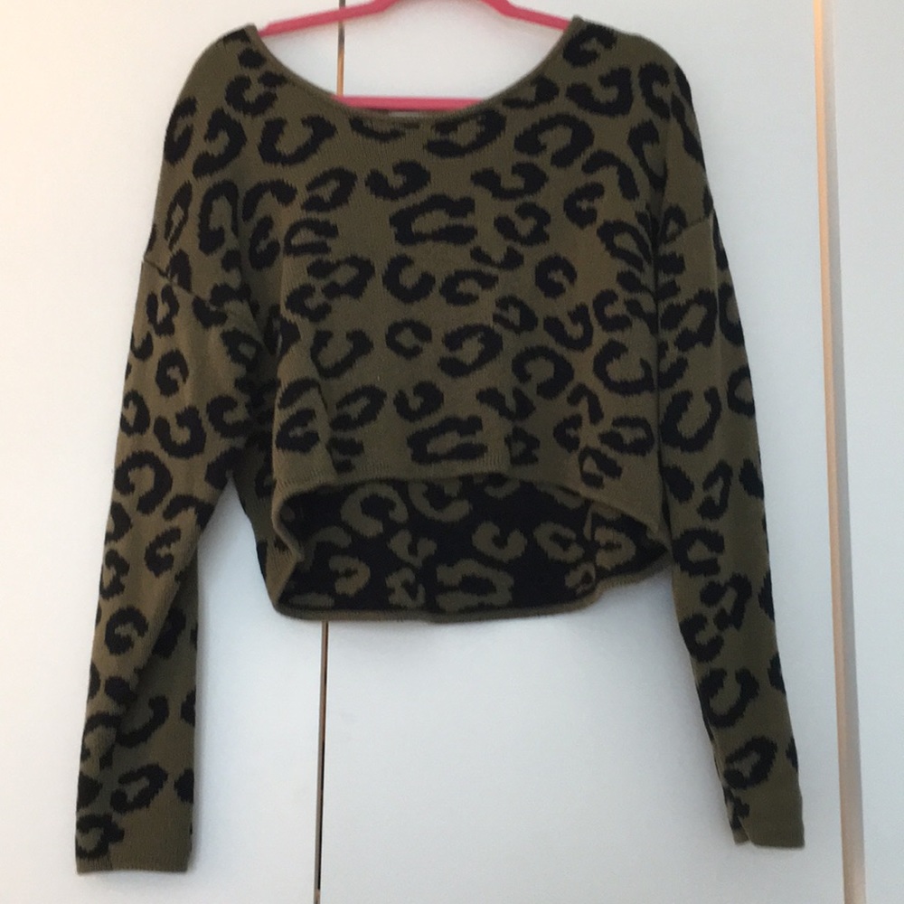 Green leopard sweater